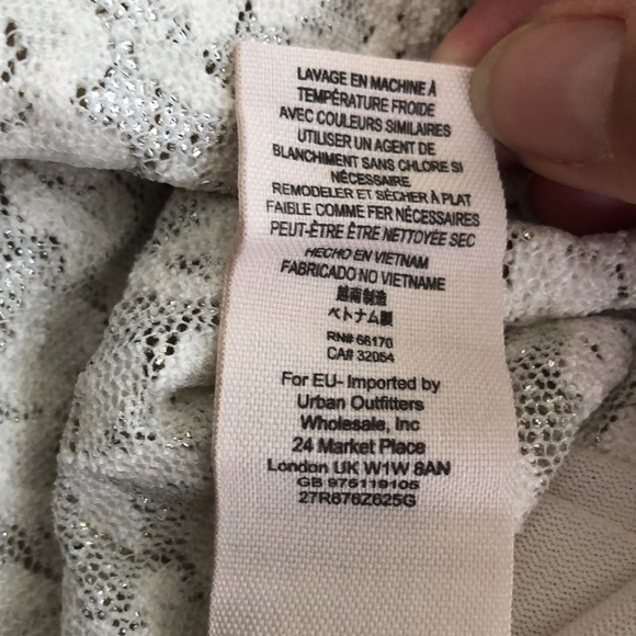 Free People Cream & Gold Lace Spaghetti Strap Dress Size Medium Asymmetrical Hem - Picture 8 of 9